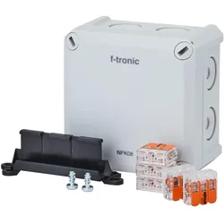 f-tronic 7340228 FR-Abzweigkasten 85x85x54mm, Klemmen bis 4qmm, IP66, PS, grau, NFK08gr-K4 NFK08grK4