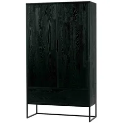 Schrank Silas aus Eschenholz, modernes Design, schwarz, FSC-zertifiziert, 2 Türen, 1 Schublade