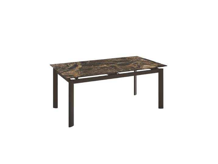 Table extensible en grès brun effet marbre, 140 x 90 cm, hauteur 76 cm