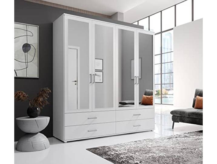 möbelando Kleiderschrank >Ivar< in Weiß - 180x190x51cm (BxHxT)