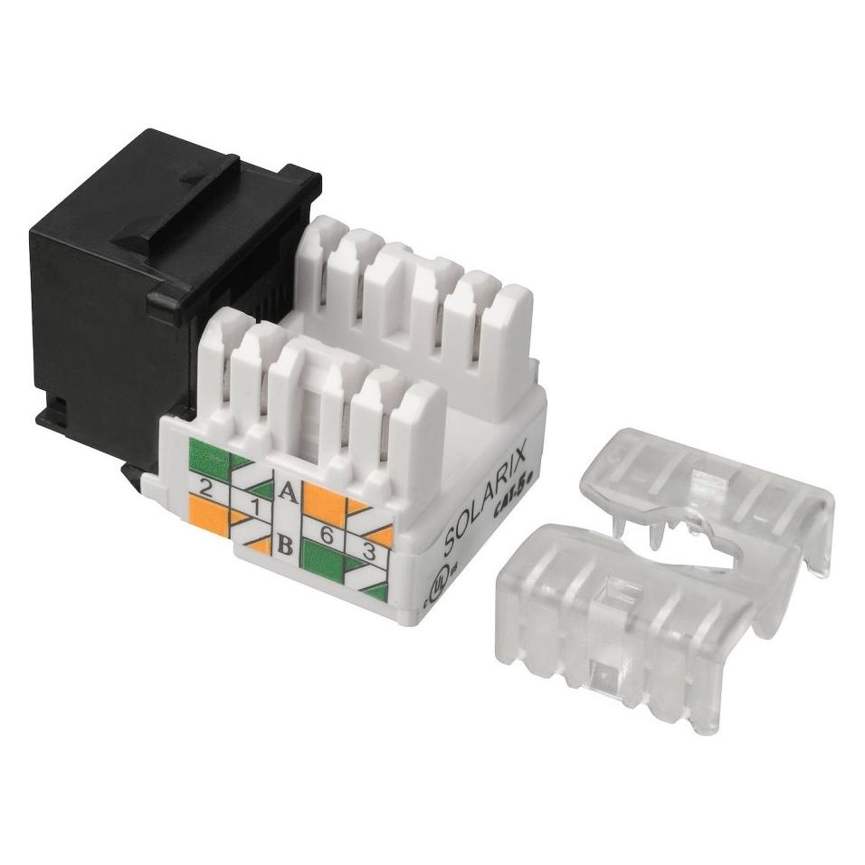 Solarix Cut-in Keystone CAT5E-Klemmenblock 90° / RJ45-Stecker / ungeschirmt (Keystone Modul) (SXKJ-5E-UTP-BK-90)