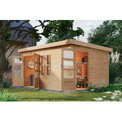 Karibu Gartenhaus Goldbach Flachdach 38 mm Wandstärke