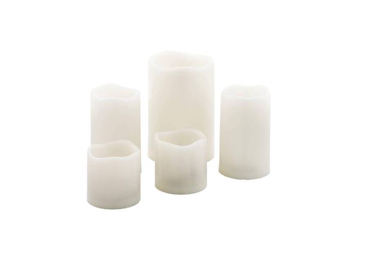 LED-Kerze EGLO LED-Kerzen Set SOLAR 5 Stück, Beige , weiss (weiß), Ø:10cm, Kunststoff, Kerzen, LED-Kerze