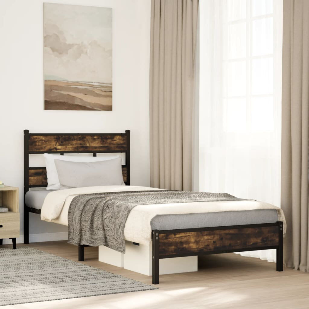 vidaXL Bed Smoked Oak 80 x 200 cm
