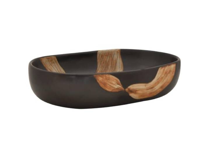 vidaXL Vasque à poser noir ovale 59x40x14 cm céramique