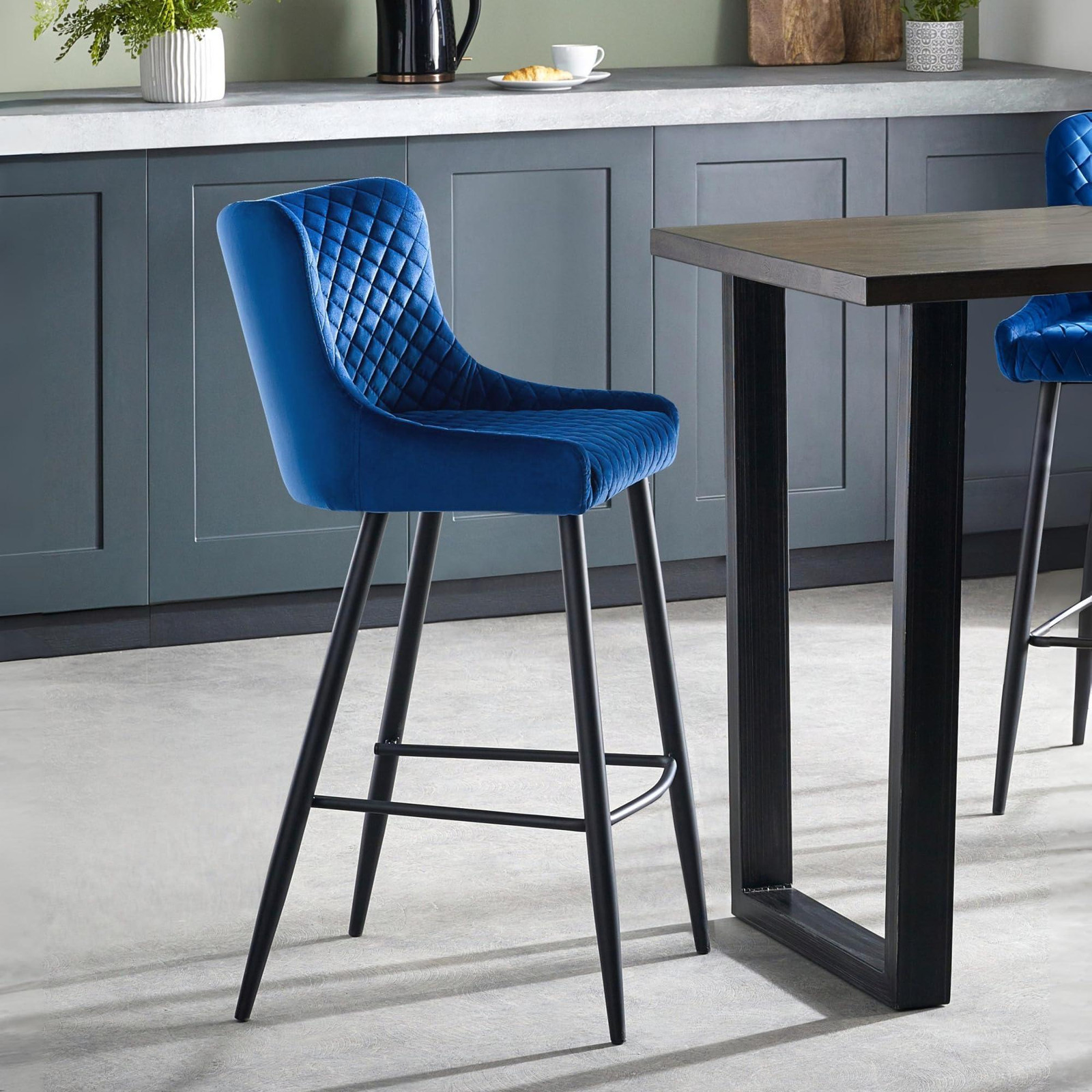 Julian Bowen luxe fluwelen barkruk, blauw