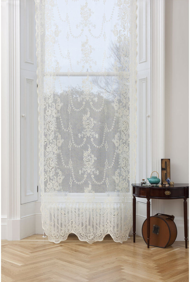 Lily Manor Diboll Cotton Blend Sheer Single Curtain Panel Ivory 180 W x 180 D cm