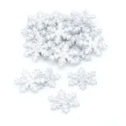 Streuteile "Schneeflocken" mit Glitzer, 3 cm, 24 Stück