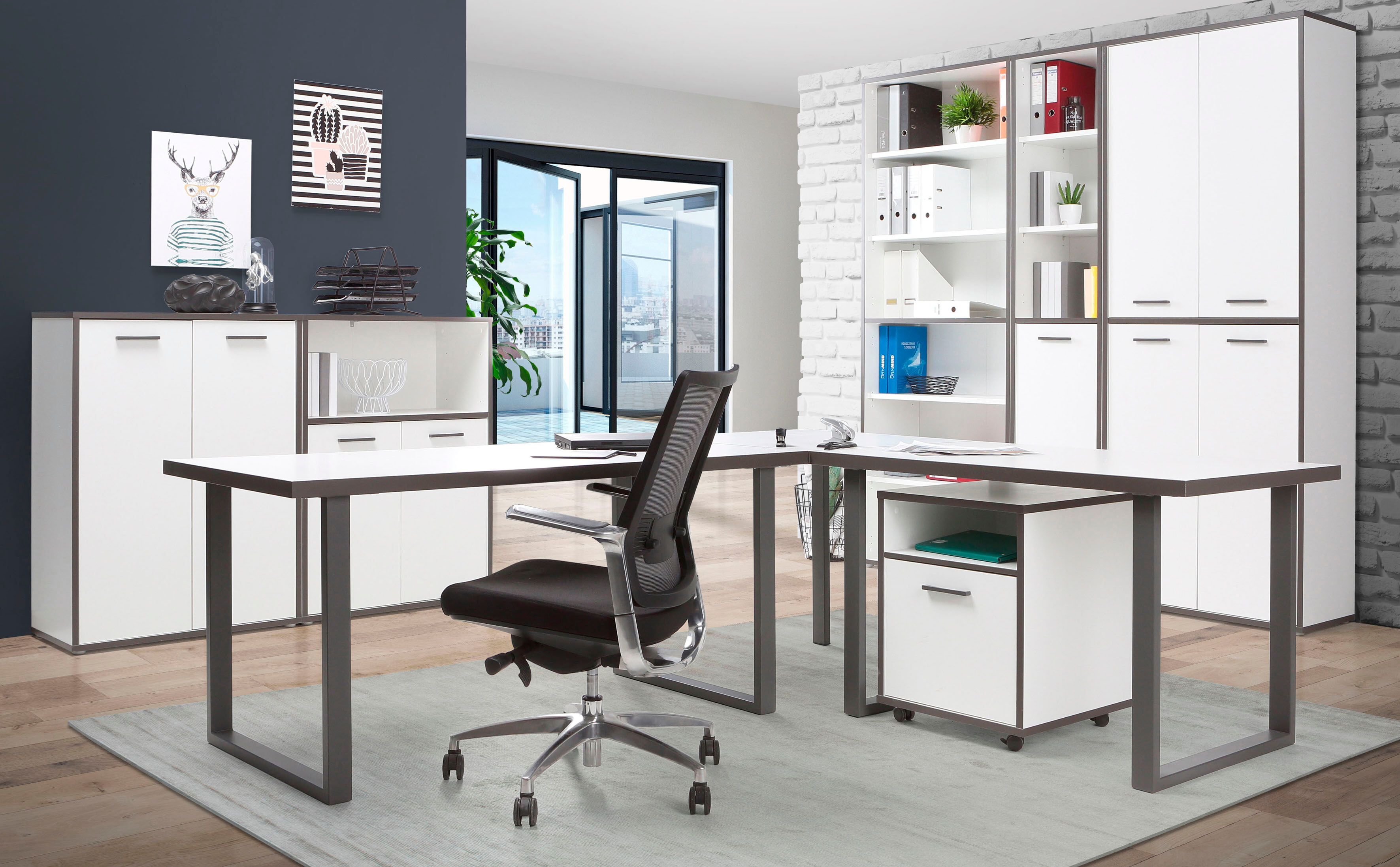 Schreibtisch FORTE "Keflav", weiss (weiß, uni wolfram grau, grau, weiß, uni wolfram grau), B:120cm H:74,1cm T:75cm, Tische, Schreibtisch, Breite 120 cm weiß, uni wolfram grau, grau, weiß, uni wolfram grau B/H/T: 120cm x 74,1cm x 75cm