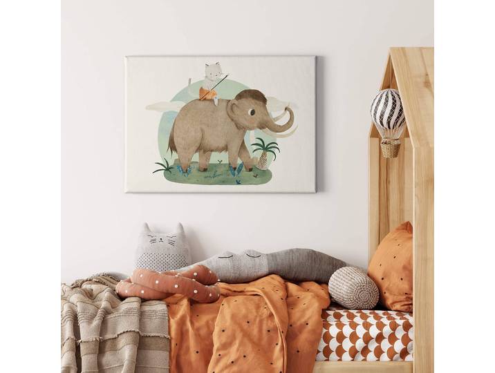 Wandbild Elefant Stone Age 70 x 50cm Braun