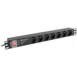 Lanberg PDU-PRO-07E-0200-BK power distribution unit (PDU) 6 AC outlet(s) 1U Black, USV Zubehör
