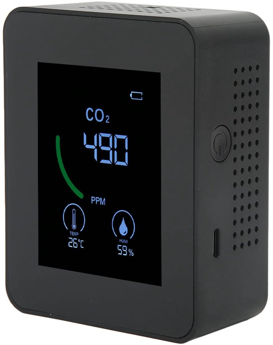 Dailygoody CO2 Detector Luchtkwaliteitsmonitor met groot scherm in zwart of wit