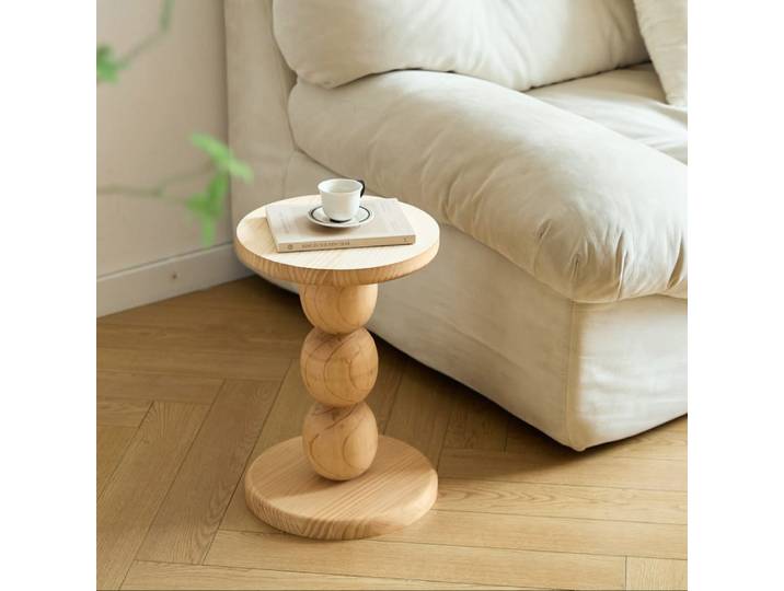 Table d'appoint ronde en bois naturel