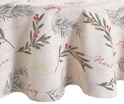 Threadmade Pembrooke Weathered Holiday Tree Trimmings Tablecloth