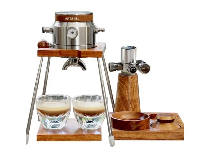 RUNNNN UPTANK Tragbare Espressomaschine 8 in 1 Combo Set, 9 Bar Pneumatischer Manueller Espressokocher, Kein Strom erforderlich, Edelstahl Kompakt Kaffeemaschine für Camping & Reisen (Silber