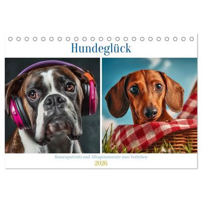 Hundeglück (Tischkalender 2026 DIN A5 quer), CALVENDO Monatskalender