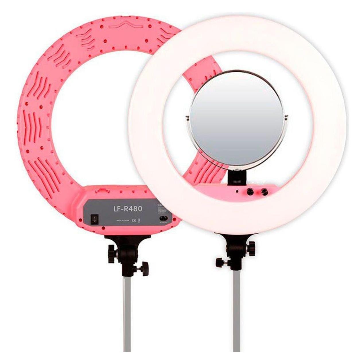 Caruba Vlogger 18 Zoll rund LED, Economy Set mit Tasche Pink (Ringlicht) (D158631)