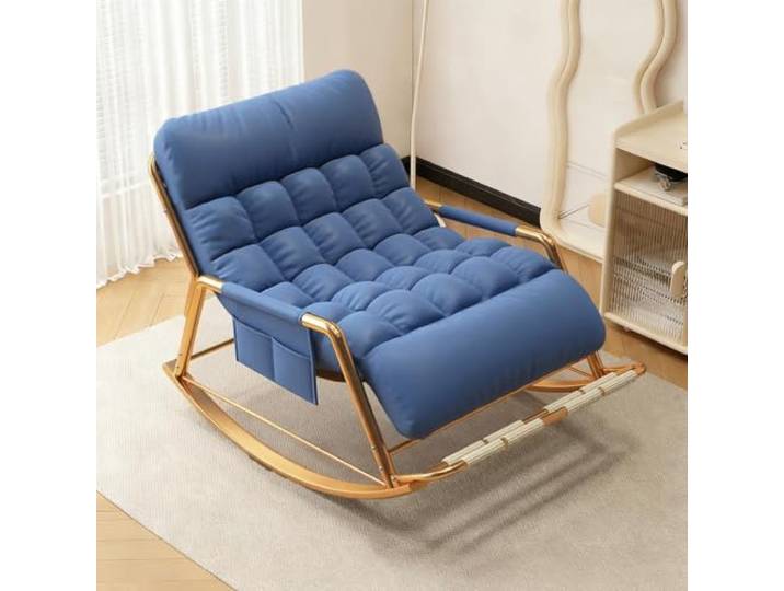 TINGMIAN Einzelsitz-/Doppelsitz-Schaukelstuhl Gepolsterter Lounge-Sessel Mit Seitentaschen Und Drehbarer Massagerolle,for Wohnzimmer, Schlafzimmer, Abnehmbares Kissen(H,Double Seat)