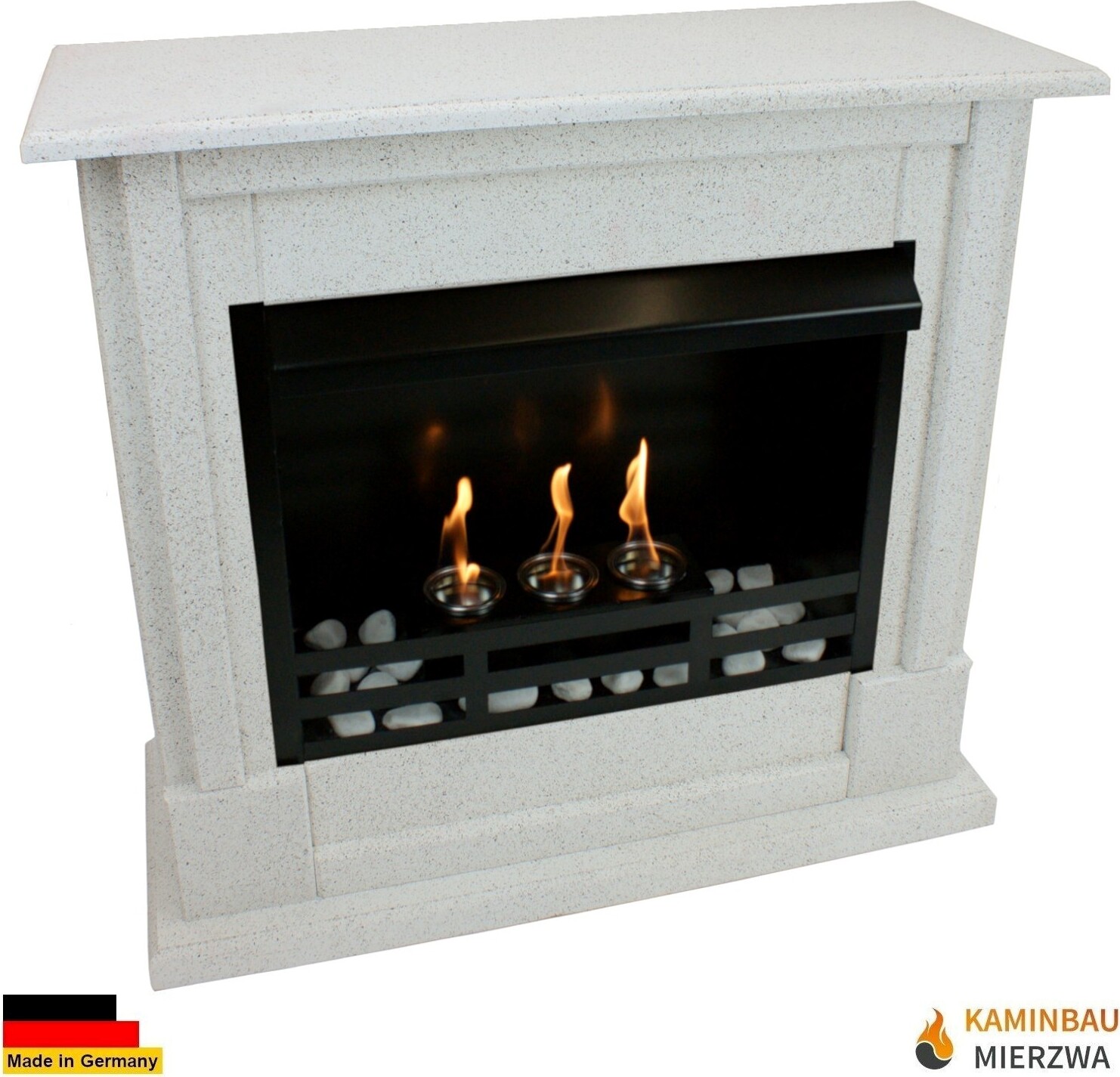 Ethanol und Gelkamin Kamin Modell Rafael Premium Granit hell