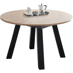ESSTISCH Rund ausziehbar Edda 3 110 x 110 x 78 Schwarzstahl/Asteiche