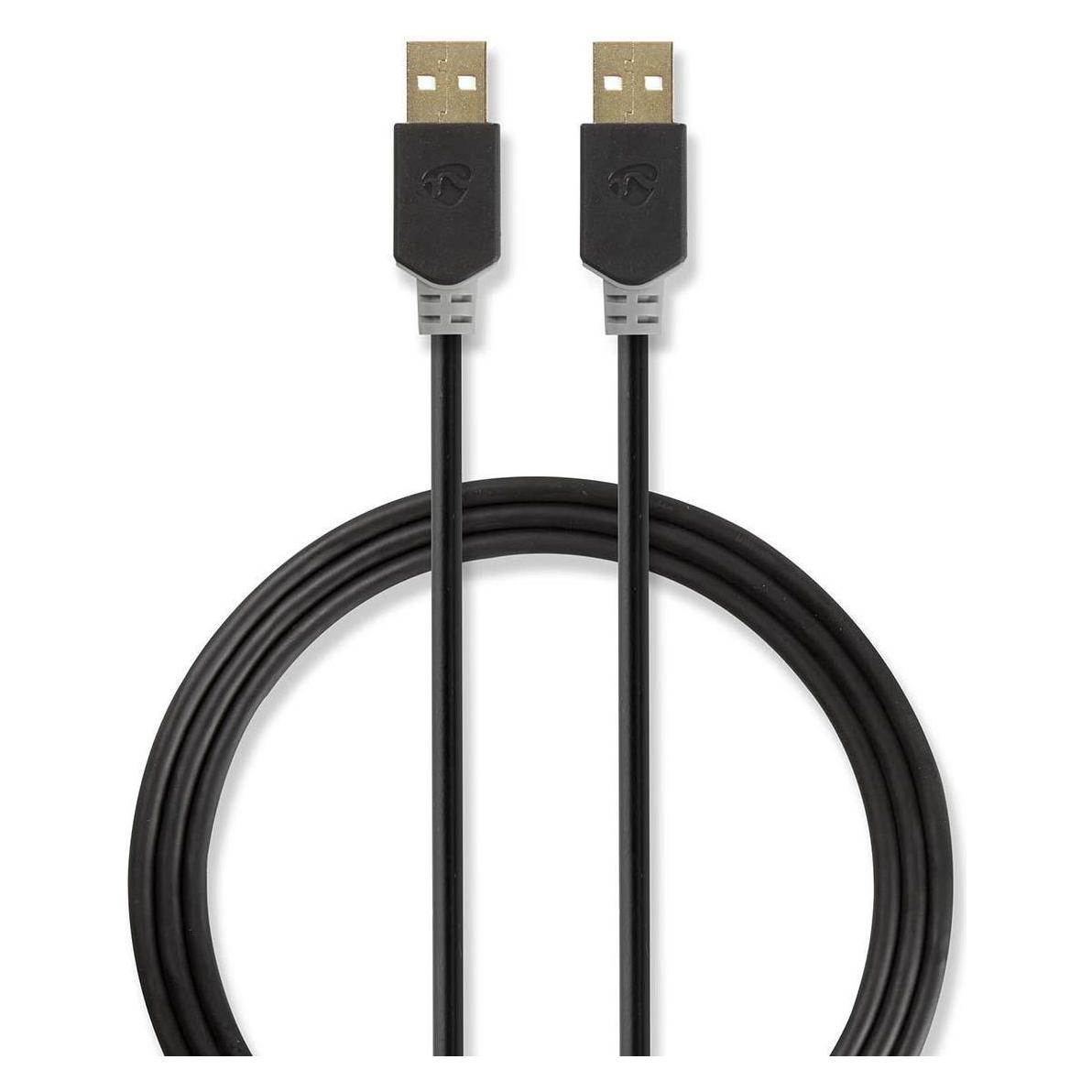 Nedis Kabel USB 2.0 A Stecker - A M acho 2.0 m Anthrazit (2 m, USB 2.0) (CCBW60000AT20)