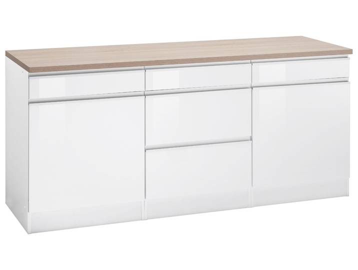 Unterschrank KOCHSTATION KS-Ohio , weiß (weiß hochglanz, weiß), B:180cm H:85cm T:60cm, Schränke, Unterschrank, Breite 180 cm