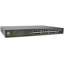 LevelOne Switch 28 Fast Ethernet-Ports mit 24 PoE-Ports 270W 2 Gigabit-Ports, 2 Gigabit SFP (FGP-2831)