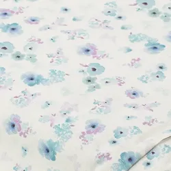 Baumwollstoff "Blümchen", offwhite/blau