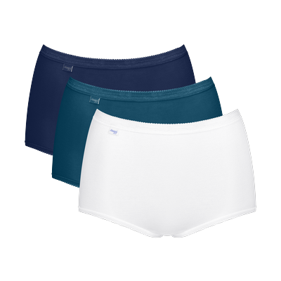 Maxislip SLOGGI "Basic+ Maxi", Damen, Gr. 40, Single Jersey, blau combination, Single Jersey, Obermaterial: 95% Baumwolle, 5% Elasthan, figurbetont, Unterhosen, perfekter Sitz, Cotton-Mix, hohe Taille