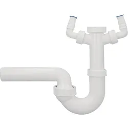 Spülen-Röhrensiphon Dallmer Typ 100/2, DN40 (1 1/2'') x DN50, Kunststoff weiß