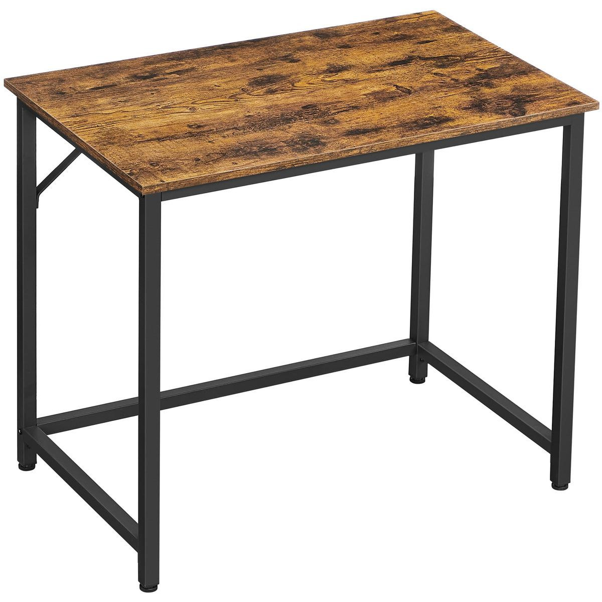 Kendra Home Industrial computerbureau van hout en zwart metaal