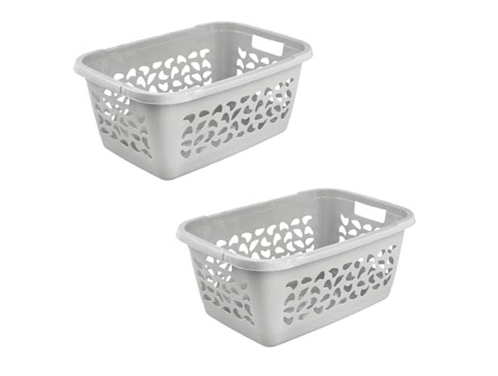Keeeper Jost Wäschekorb 2er-Set, Luftdurchlässiges Dekor, 52 l, Nordic Grey