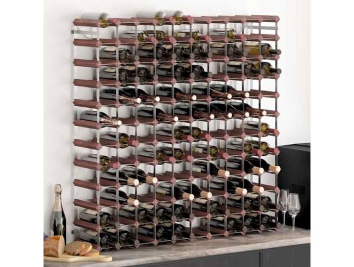 Flaschenregal für 120 Flaschen, Weinregal mit 12 Ebenen, Kiefernholz Robuster verzinkter Stahl, Wandbefestigung inklusive, einfache Pflege, methodische Aufbewahrung, elegante Präsentation