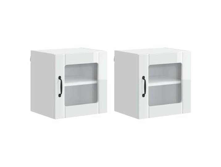 IBUQDDV Wandglas-Schrank Lucca 2 STK. Hochglanz Weiß Holzwerkstoff Für Innenküchen, rechteckige Form, minimalistisches Design, Holzwerkstoff Rahmen, moderne Ästhetik
