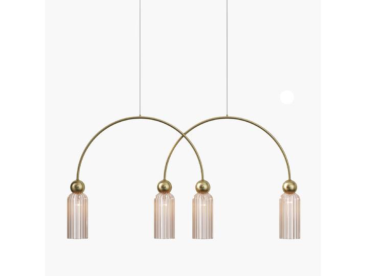 Suspension Antic 10 x 60 x 110cm Doré/Beige/Beige Verre coloré / Métal mixte E14