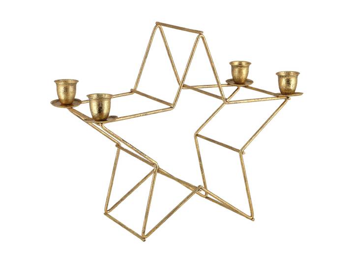 Kerzenhalter aus Metall, Stern Kerzenständer in der Farbe Gold, 20 x 12 x 20 cm