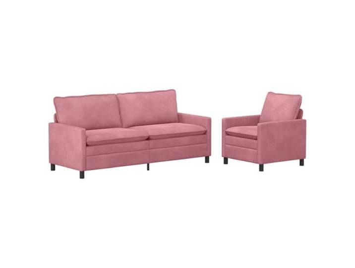 Makastle Sofa Couch 2er Set Rosa Samt