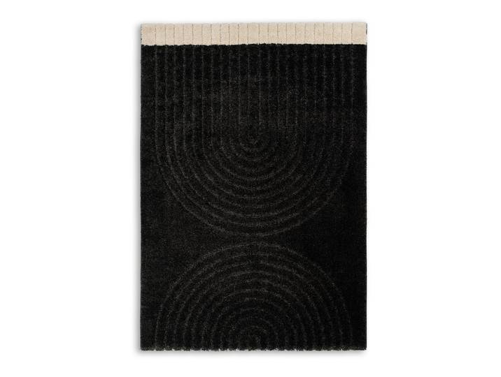 Tapis à poils longs Winsome type D 160 x 230cm Noir/Noir/Crème