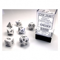 Chessex Würfel - Opaque White/black (7-Würfelset) 292477