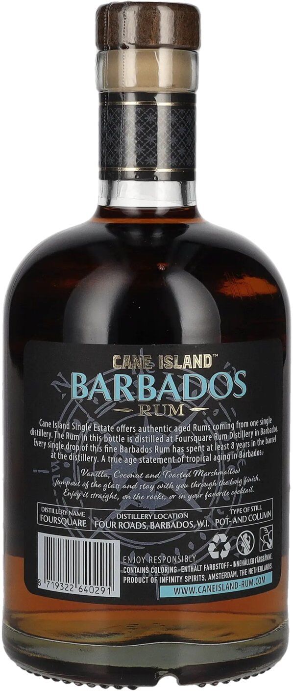 Cane Island Rum Cane Island BARBADOS 8 Years Old Single Estate Rum 43% Vol. 0,7l