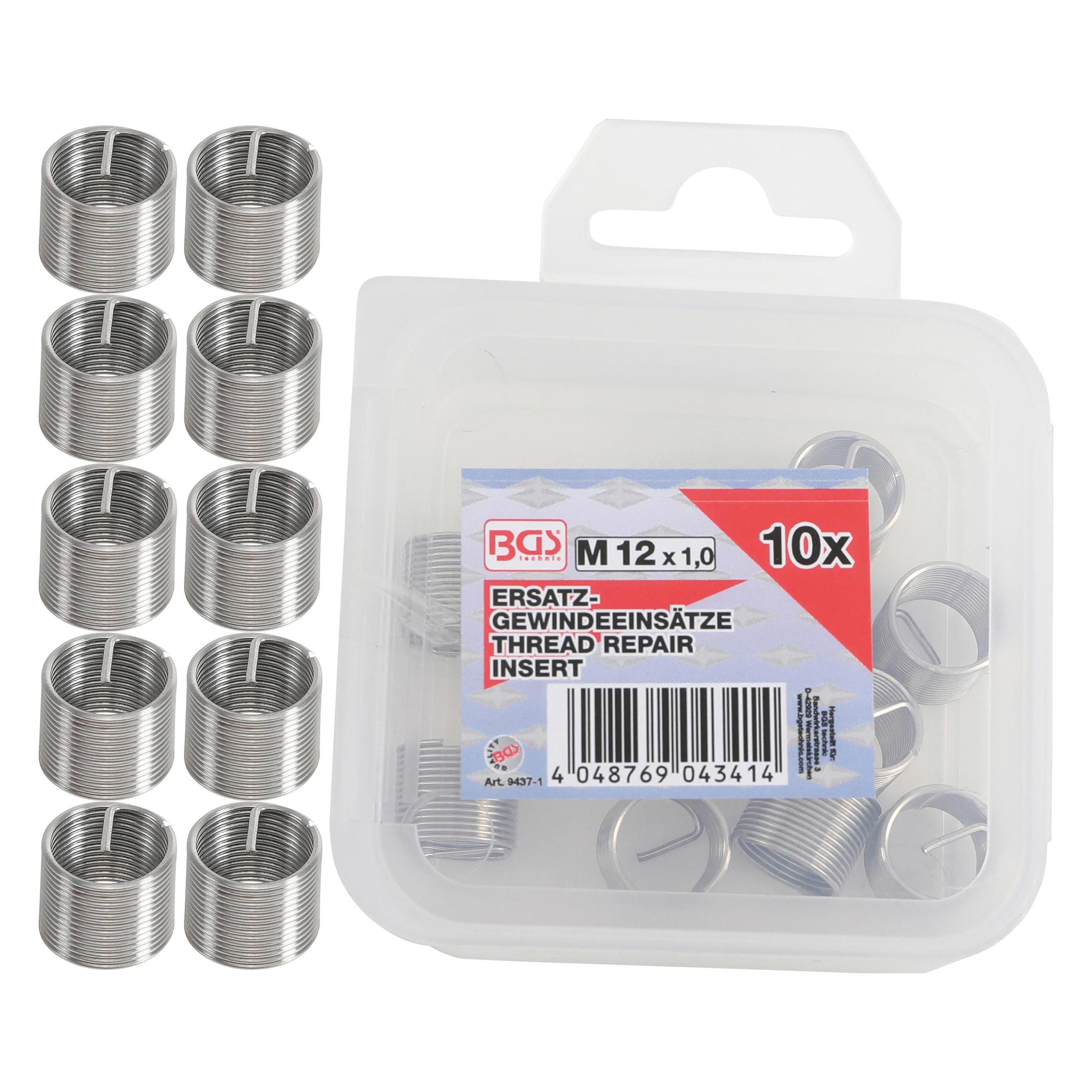 BGS Ersatz-Gewindeeinsätze | M12 x 1,0 mm | 10-tlg. (9437-1)