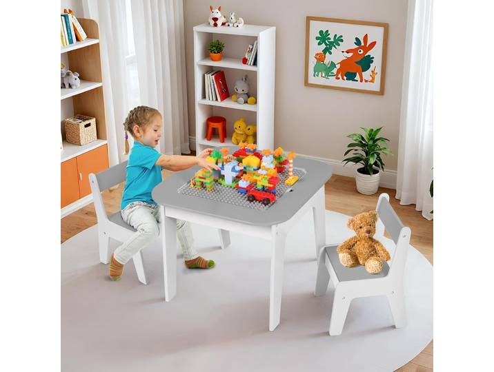 Table pour enfants avec 2 chaises, ensemble de sièges pour enfants, groupe de sièges pour enfants, table de peinture, blocs de construction, table d'activité, bureau pour enfants
