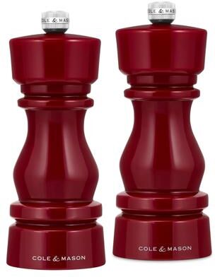"Cole & Mason London 150mm Acrylic Red Salt & Pepper Grinder Set 6"""