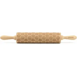 Folkroll 3D-Motiv-Teigrolle 'Schneeflocken' gross, Wallholz, Braun
