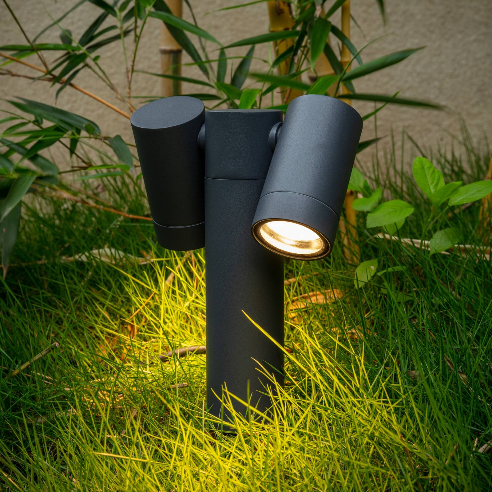 Spot sur piquet Tulimar de PRIOS, à 2 lampes, anthracite, IP65 dimmable, noir, Aluminium, Moderne