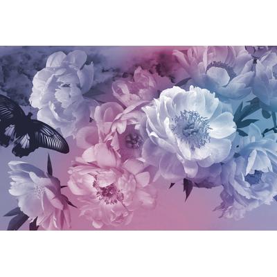 Fototapete PAPERMOON "BLUMEN ABSTRAKT-MUSTER DESIGN ROSEN BLUMEN DECOR RETRO", bunt, B:4,5m L:2,8m, Vlies, Tapeten