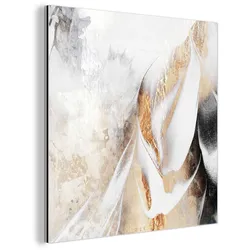 METALLBILD Luxus - Abstrakt - Gold - Weiß 20x20 cm