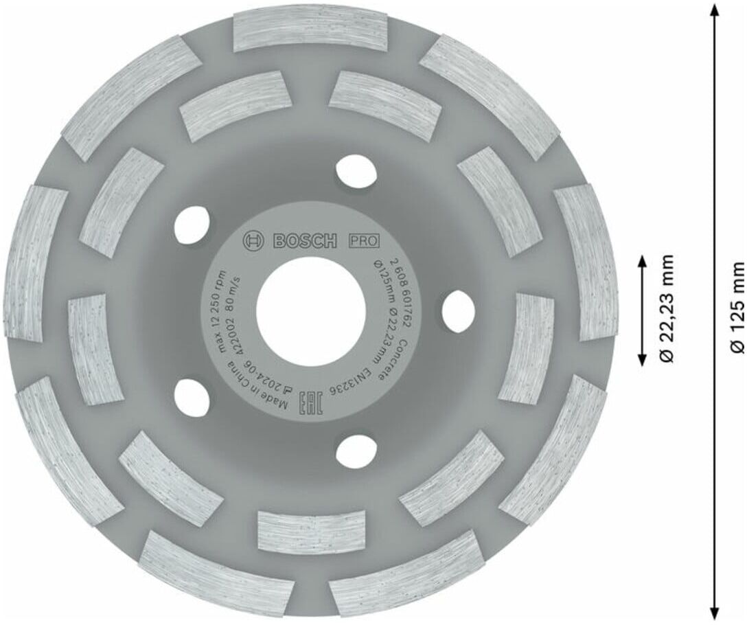 Bosch Diamanttopfscheibe Expert for Concrete Hohe Lebensdauer 125 x 22,23 x 5 mm (2608601762)