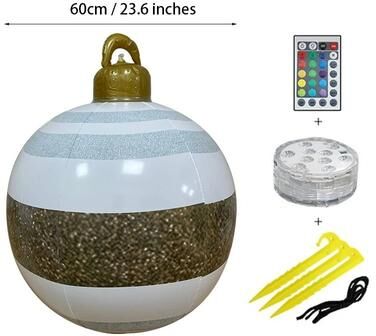 Uplift Essentials 24 Inch Outdoor Waterproof Inflatable Christmas Ornament Ball style D