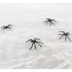 Halloween-Spinnennetz-Deko mit weißen Netzen und Spinnen